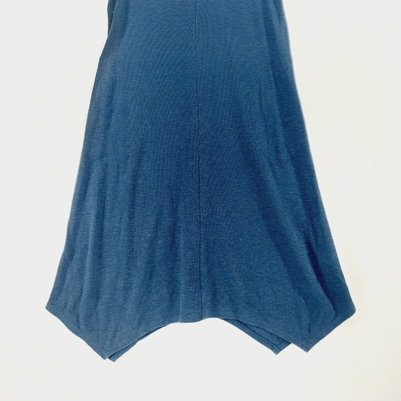 Pure J. Jill Blue Linen Blend Asymmetric Short Sleeve Lagenlook Midi Dress P6148 - Picture 2 of 7